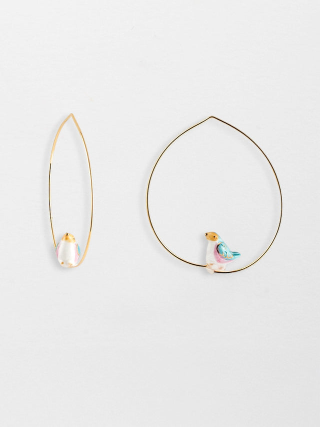 nach bijoux Petites créoles oiseau bleu