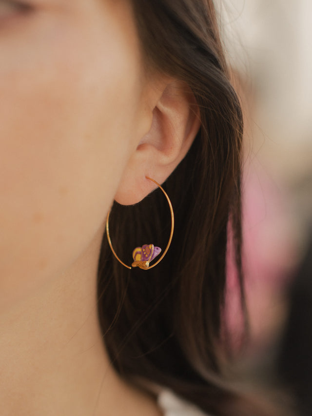 Nach Bijoux Petites Créoles Papillon Violet