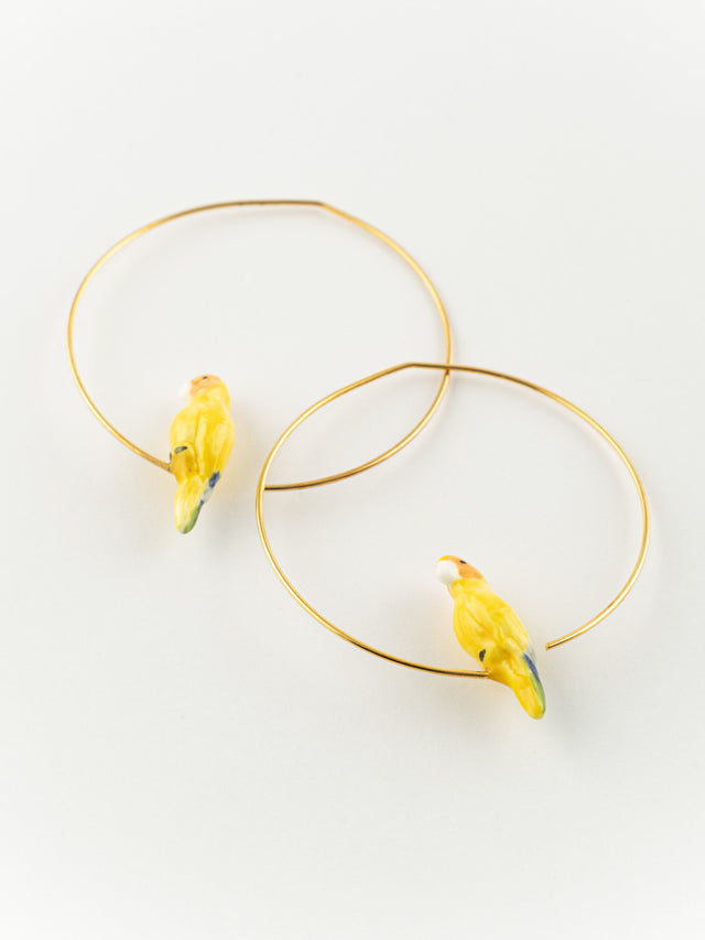 Nach Bijoux Petites Créoles Perroquet Jaune