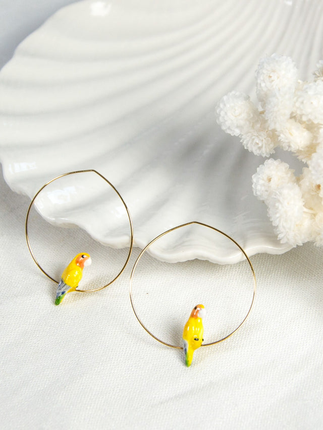 Nach Bijoux Petites Créoles Perroquet Jaune