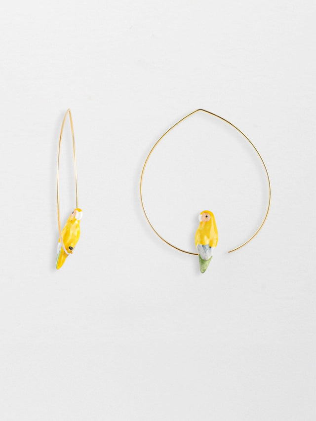 nach bijoux Petites créoles perroquet jaune