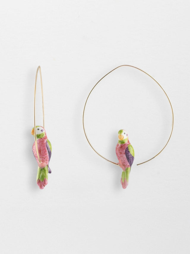 nach bijoux Petites créoles perruche à moustaches