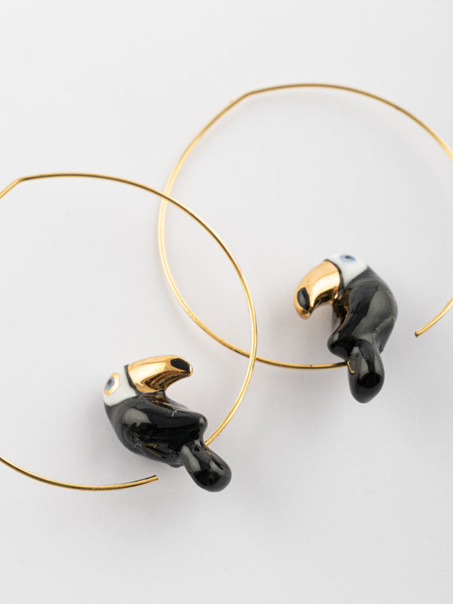 Nach Bijoux Petites Créoles Toucan Bec Doré