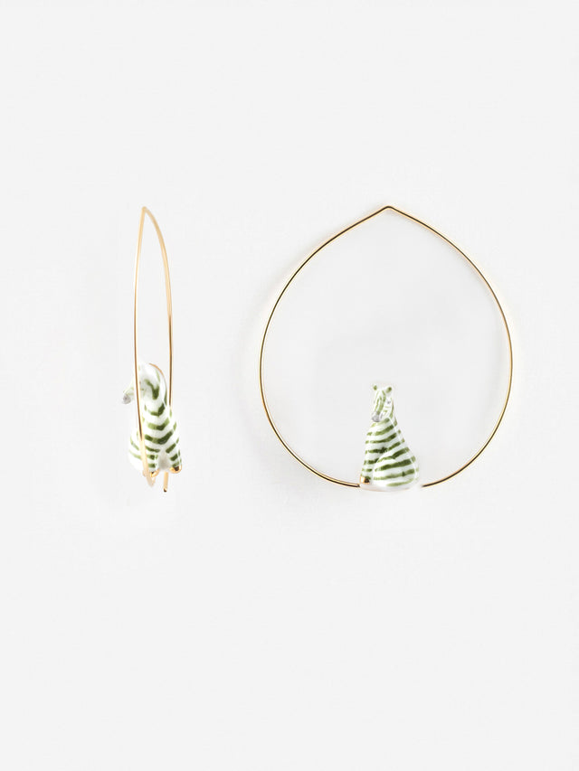 Nach Bijoux Petites Créoles Zèbre Vert