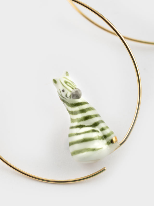 Nach Bijoux Petites Créoles Zèbre Vert