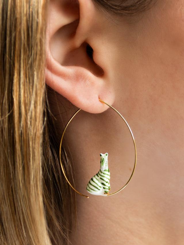 nach bijoux Petites créoles zèbre vert