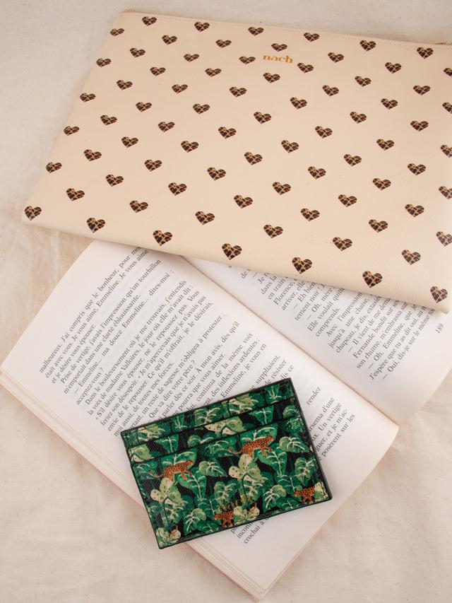 Nach Bijoux Porte-cartes Feuilles & Léopard