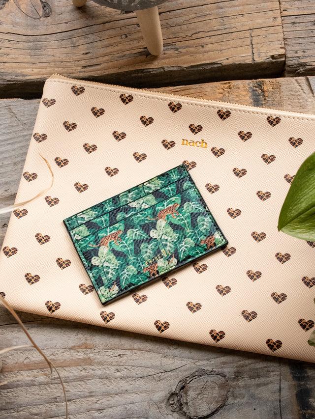 Nach Bijoux Porte-cartes Feuilles & Léopard
