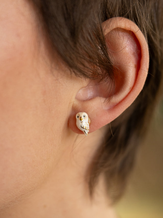 Nach Bijoux Puces D'oreilles Chouette Blanche