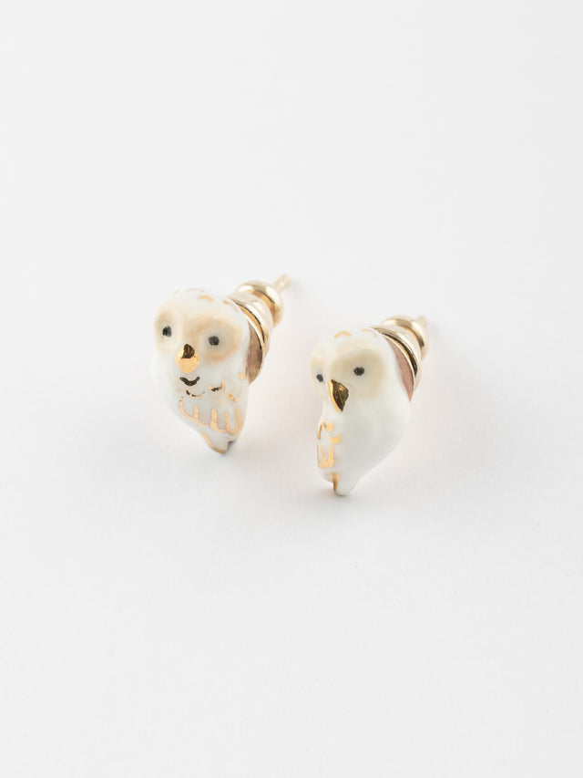 nach bijoux Puces d'oreilles chouette blanche