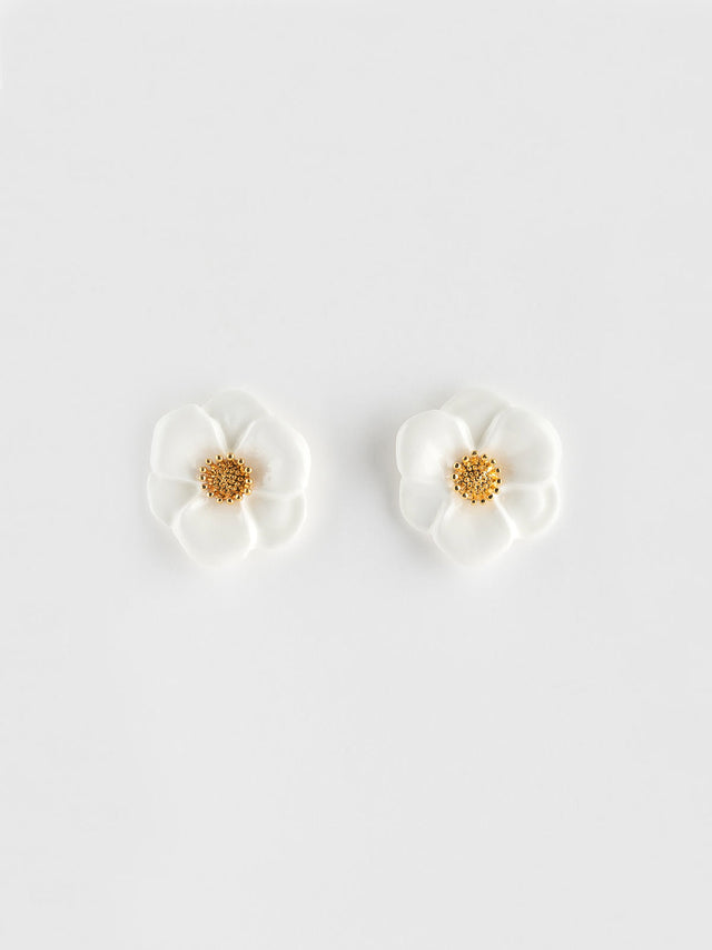 Nach Bijoux Puces D'oreilles Fleur Blanche