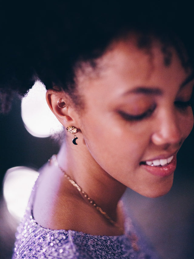 Nach Bijoux Puces D'oreilles Léopard étoile & Lune