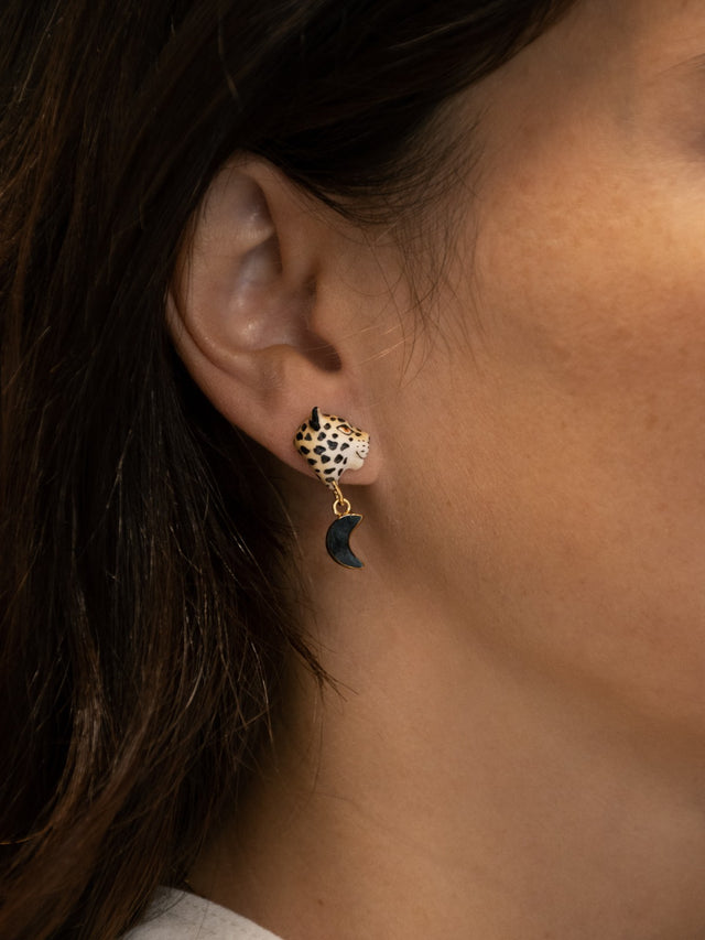 Nach Bijoux Puces D'oreilles Léopard étoile & Lune