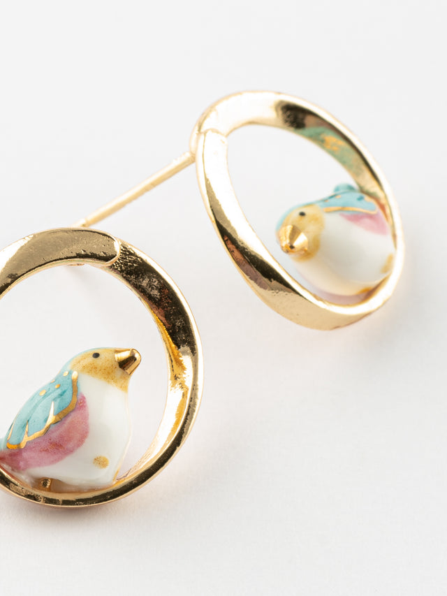 Nach Bijoux Puces D'oreilles Rondes Oiseau Bleu