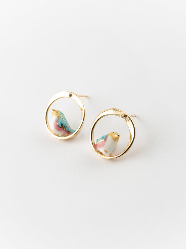 Nach Bijoux Puces D'oreilles Rondes Oiseau Bleu