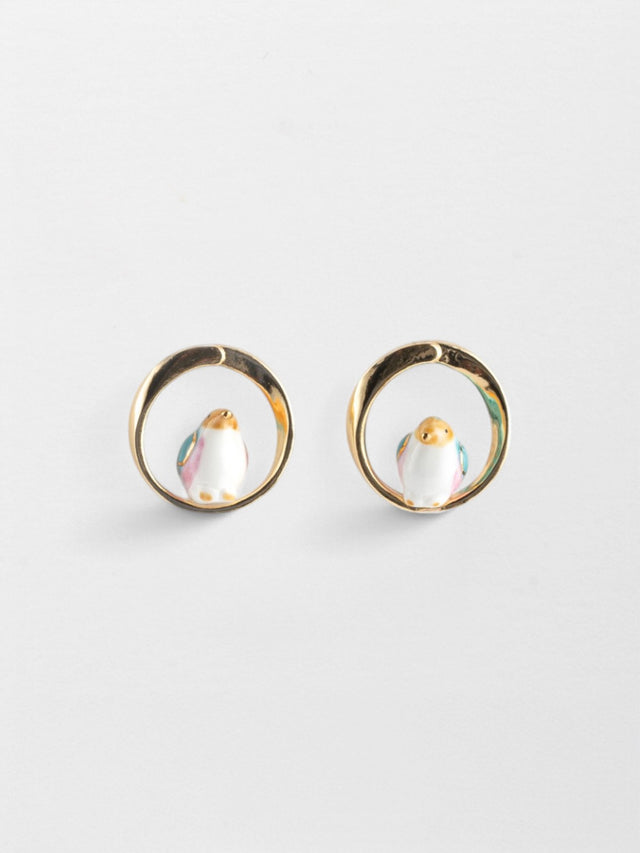 nach bijoux Puces d'oreilles rondes oiseau bleu