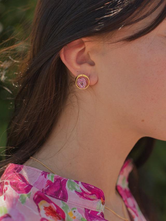 Nach Bijoux Puces D'oreilles Rondes Pensée