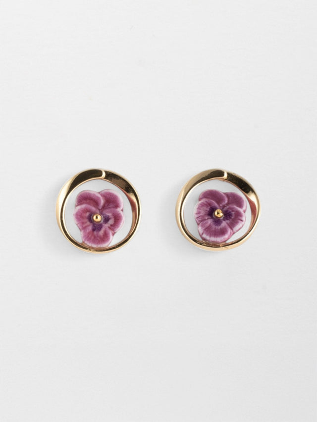 nach bijoux Puces d'oreilles rondes pensée