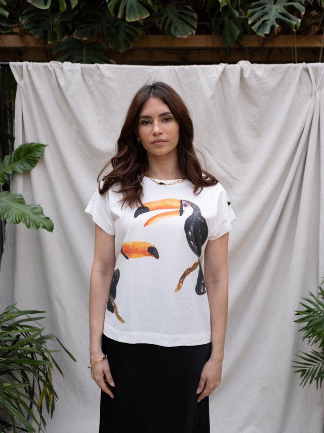 nach bijoux T-shirt couple de toucans