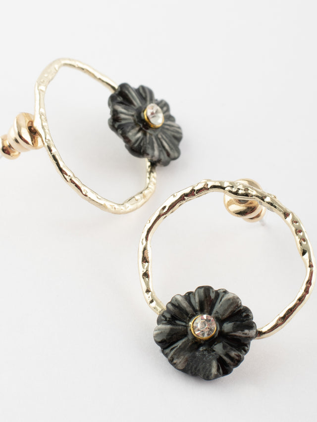 Nach Bijoux Petites Boucles D'oreilles Rondes Chardon Noir
