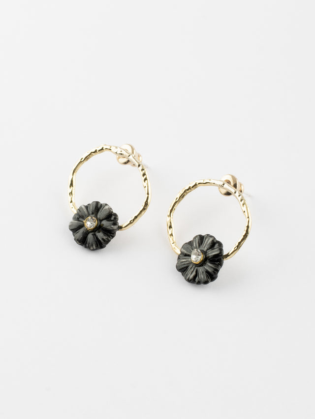 nach bijoux Petites boucles d'oreilles rondes chardon noir