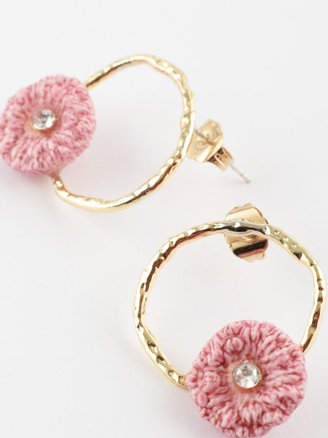 Nach Bijoux Petites Boucles D'oreilles Rondes Chardon Rose