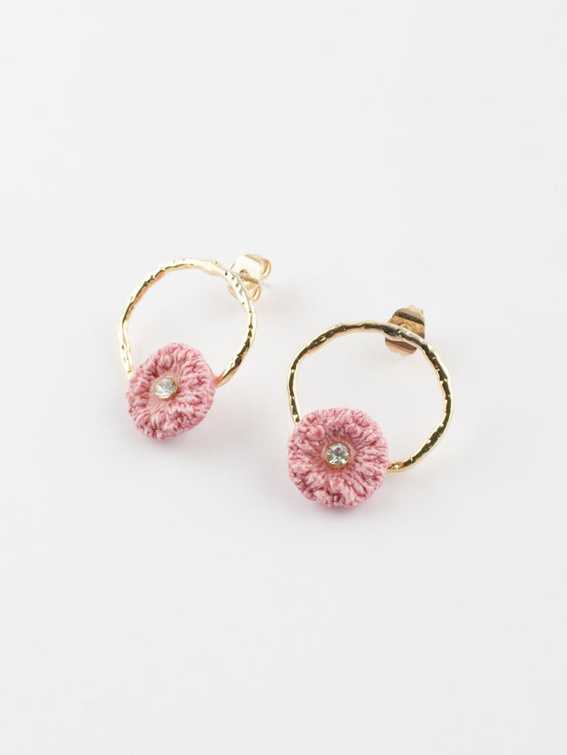 nach bijoux Petites boucles d'oreilles rondes chardon rose