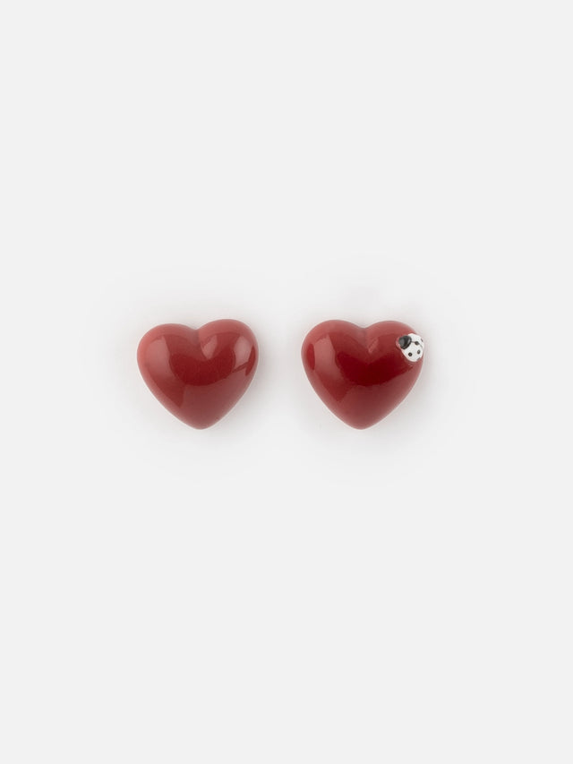 Nach Bijoux Puces D'oreilles Cœur Et Coccinelle - Chérie Cherry