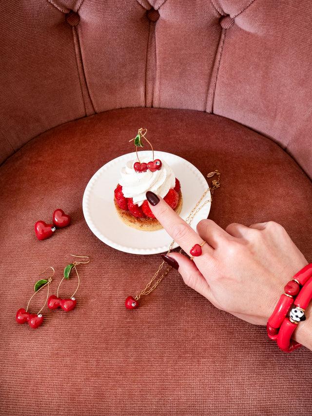 Nach Bijoux Puces D'oreilles Cœur Et Coccinelle - Chérie Cherry