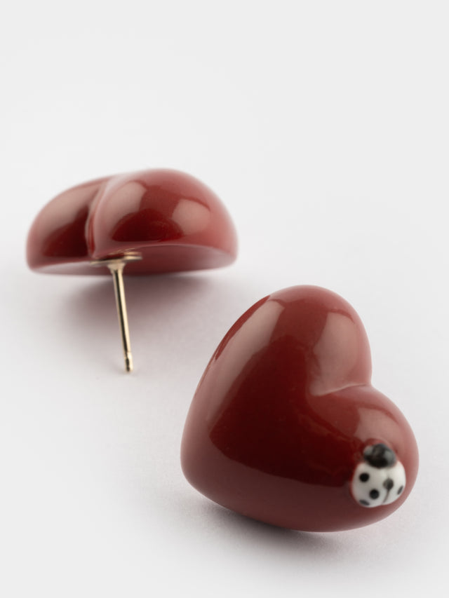 Nach Bijoux Puces D'oreilles Cœur Et Coccinelle - Chérie Cherry