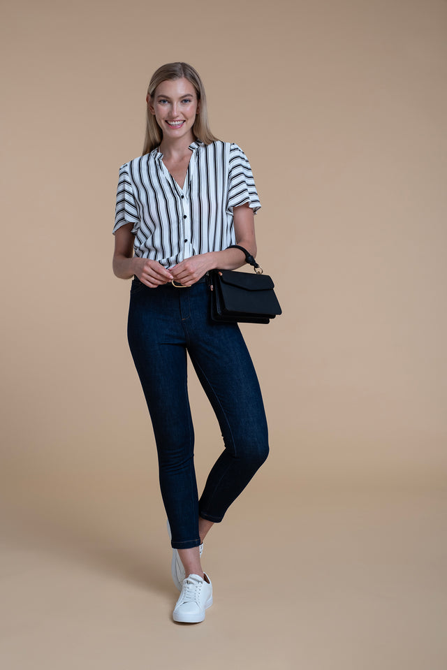 Naf Naf Blouse Stripy Blanc / Noir