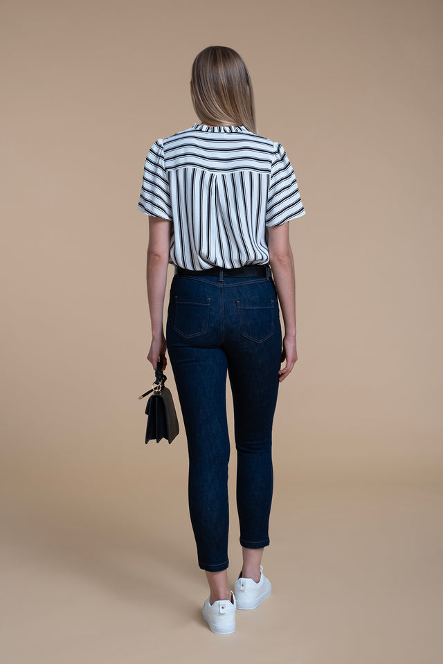 Naf Naf Blouse Stripy Blanc / Noir