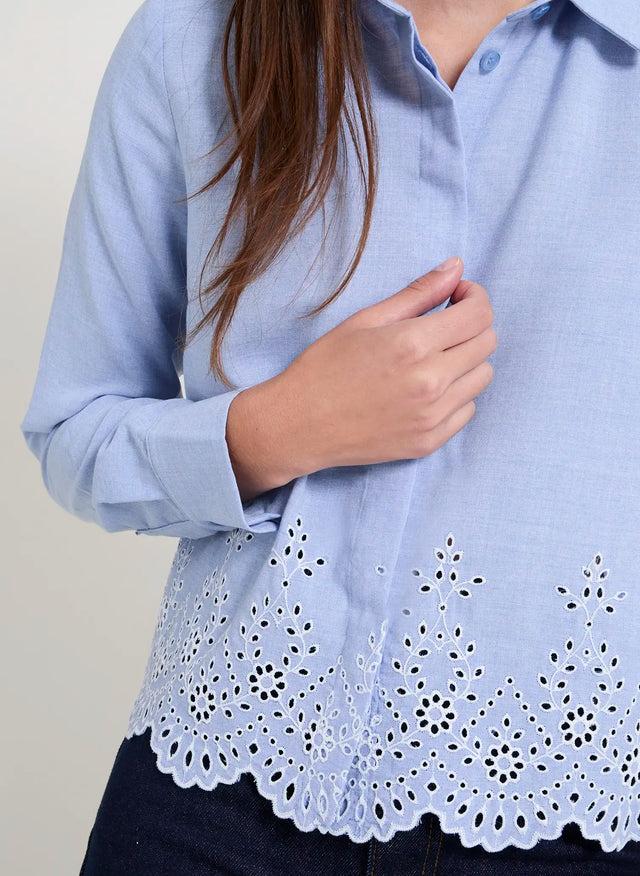 Naf Naf Chemise Bleu Chambray