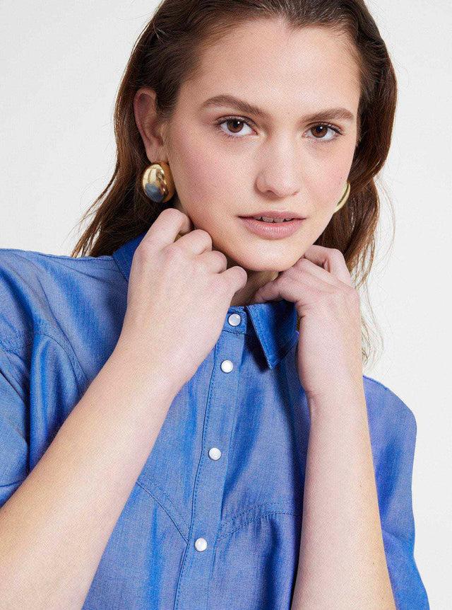 Naf Naf Chemise Leinia Bleu Moyen