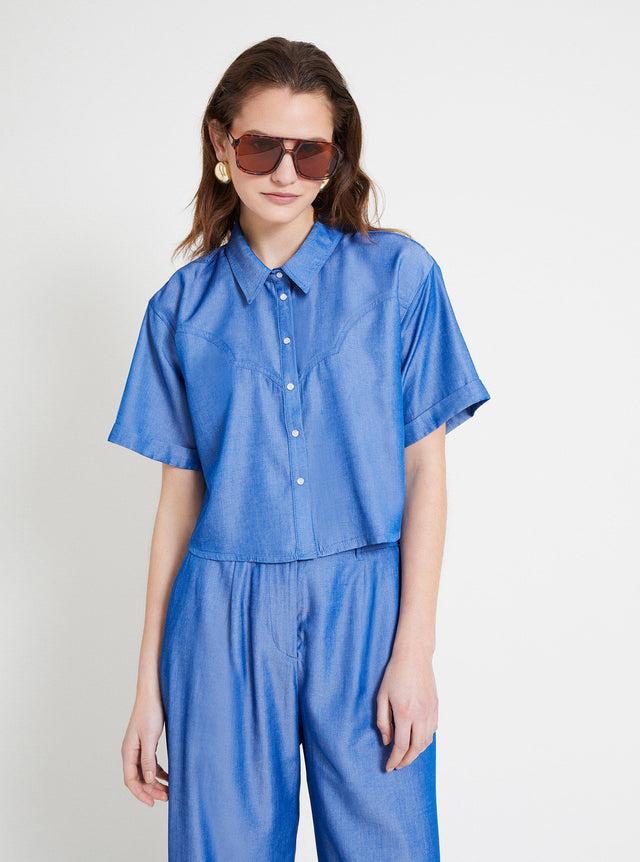 naf naf Chemise Leinia Bleu Moyen