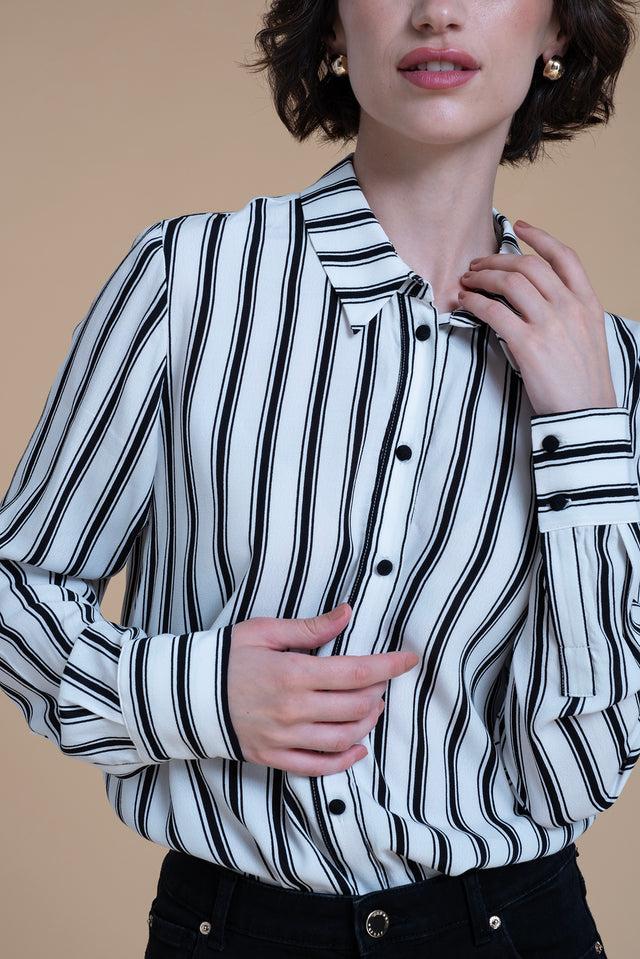 Naf Naf Chemise Stripy Blanc / Noir