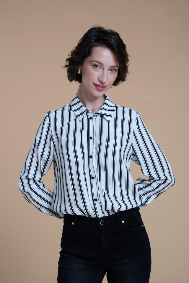 naf naf Chemise Stripy Blanc / Noir