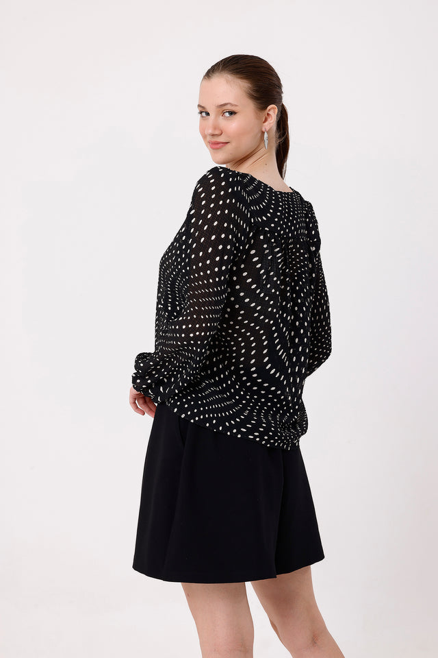 Naf Naf Chemisier Billes Pois Noir / Blanc