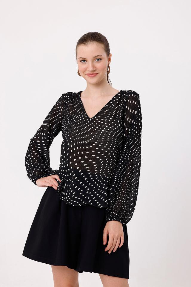 naf naf Chemisier Billes Pois Noir / Blanc