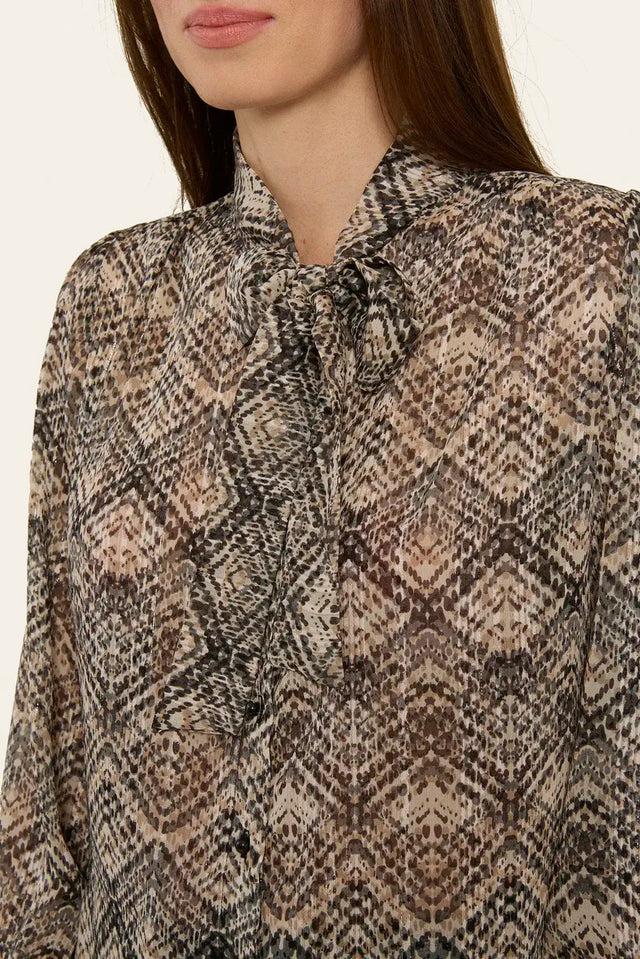 Naf Naf Chemisier Leopard Imprime Beige