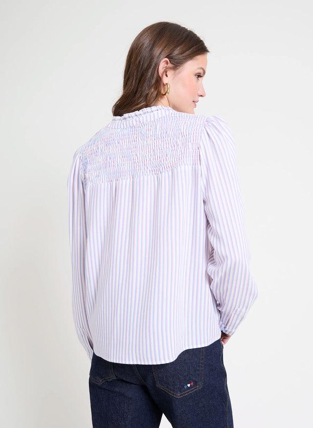 Naf Naf Chemisier Stripe Bleu Ecru