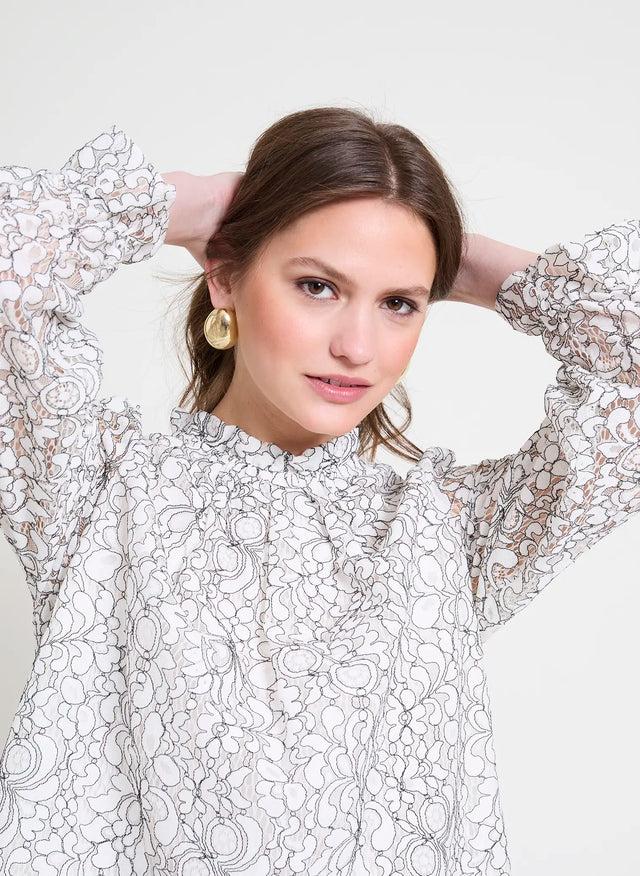 Naf Naf Chemisier Tuna Blanc/Noir