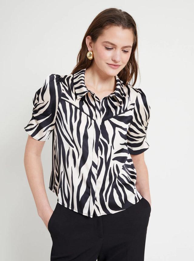 Naf Naf Chemisier Zebra Noir/Ecru