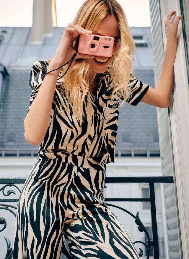 naf naf Chemisier Zebra Noir/Ecru