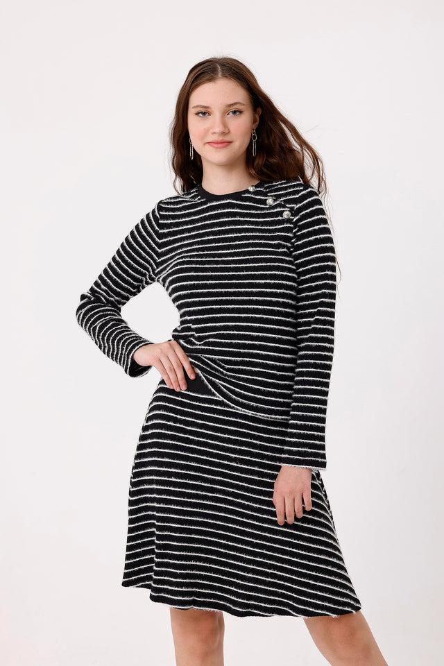 naf naf Jupe Malone Noir / Blanc