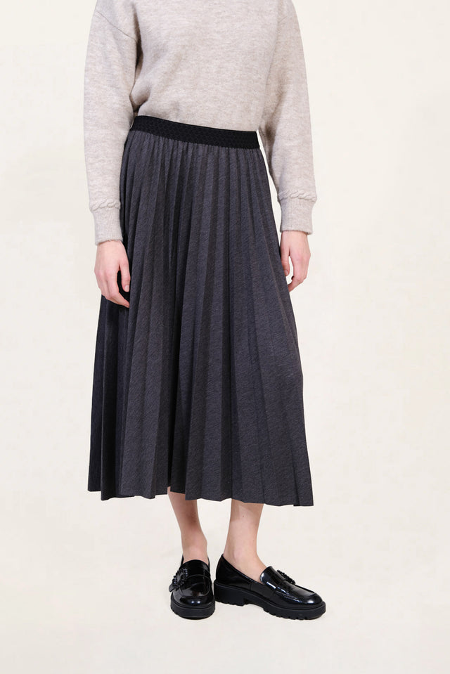 Naf Naf Jupe Plisse Gris Anthracite