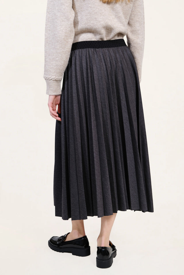 Naf Naf Jupe Plisse Gris Anthracite