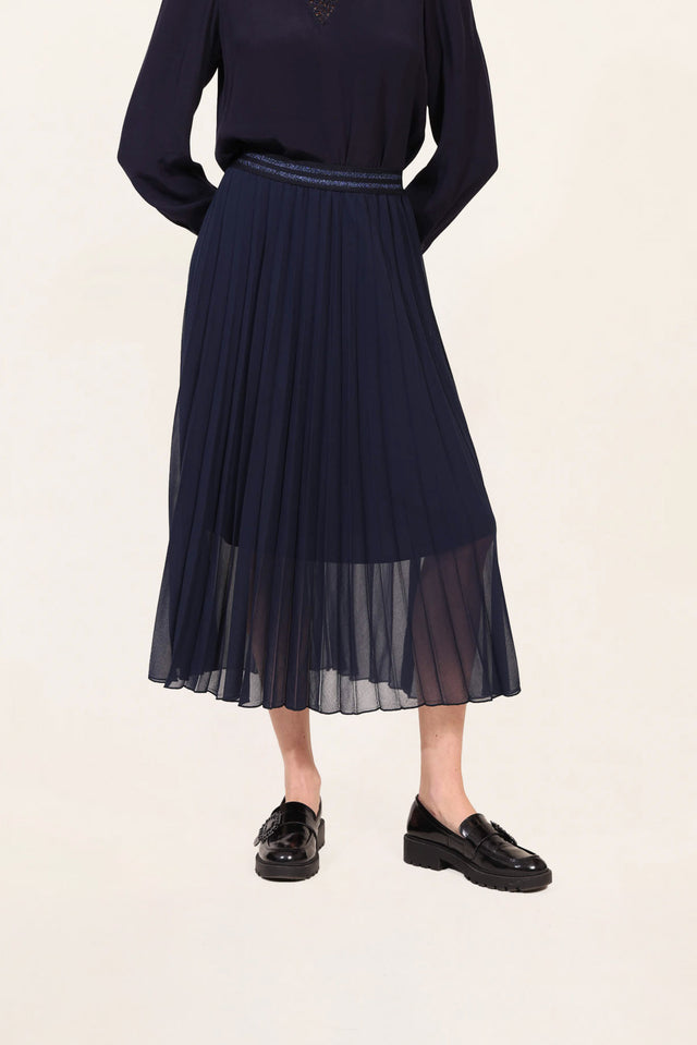 Naf Naf Jupe Plisse Marine