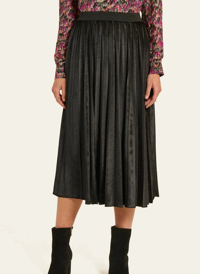 Naf Naf Jupe Plisse Velours Noir