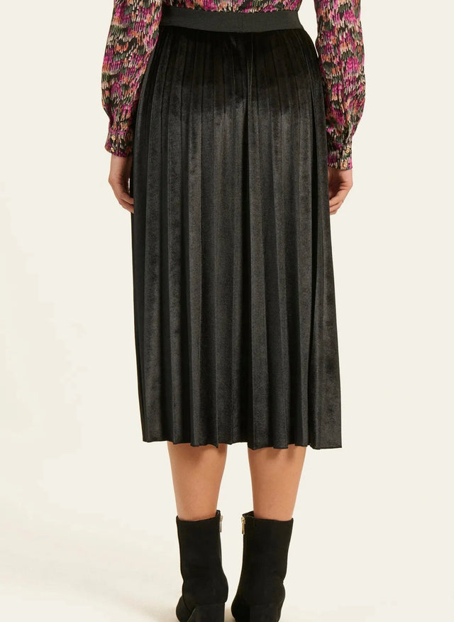 Naf Naf Jupe Plisse Velours Noir